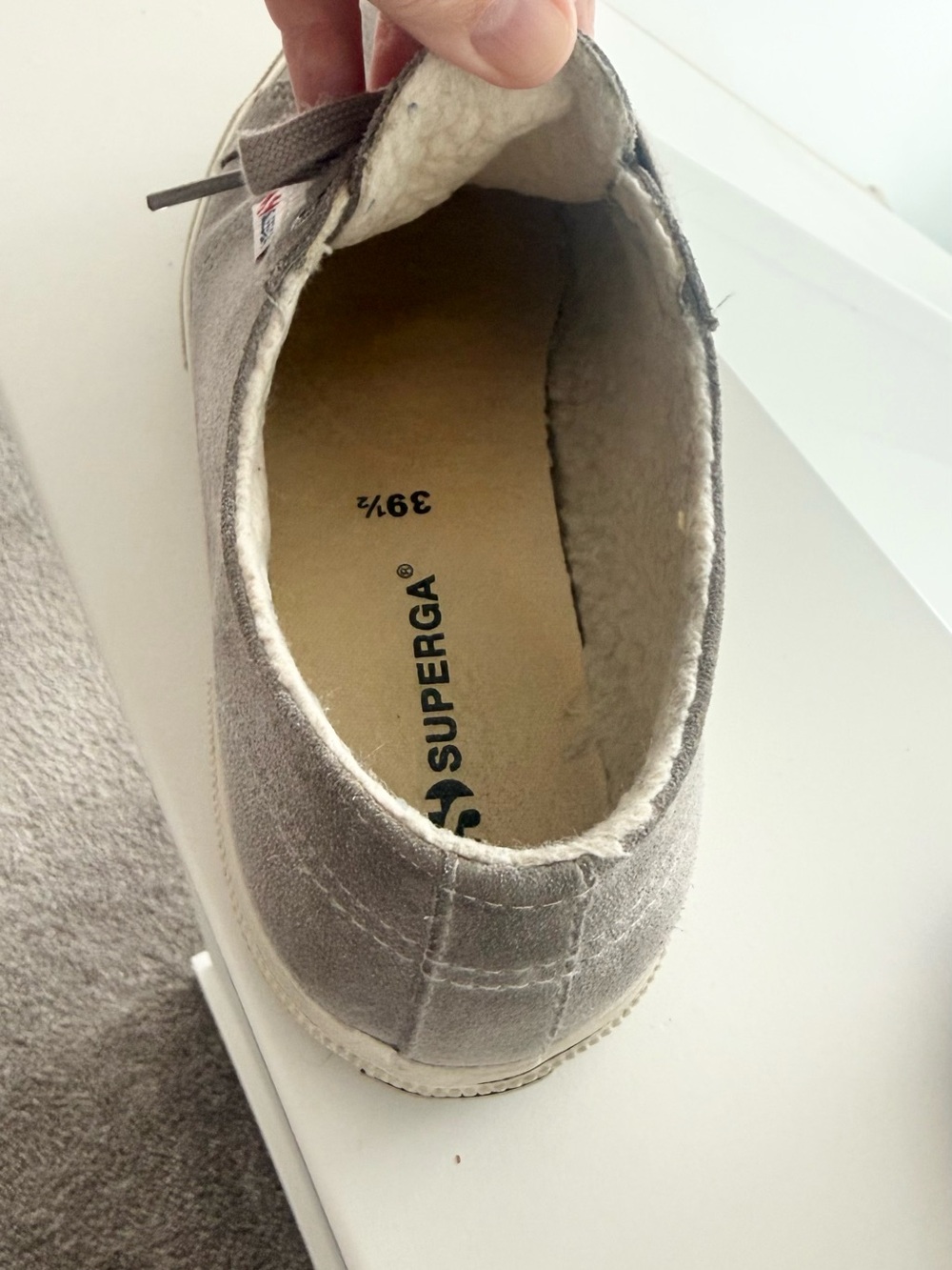 SUPERGA 2750 Shearling Sneakers in Gray Suede Women’s Size 39.5 - Picture 5 of 13